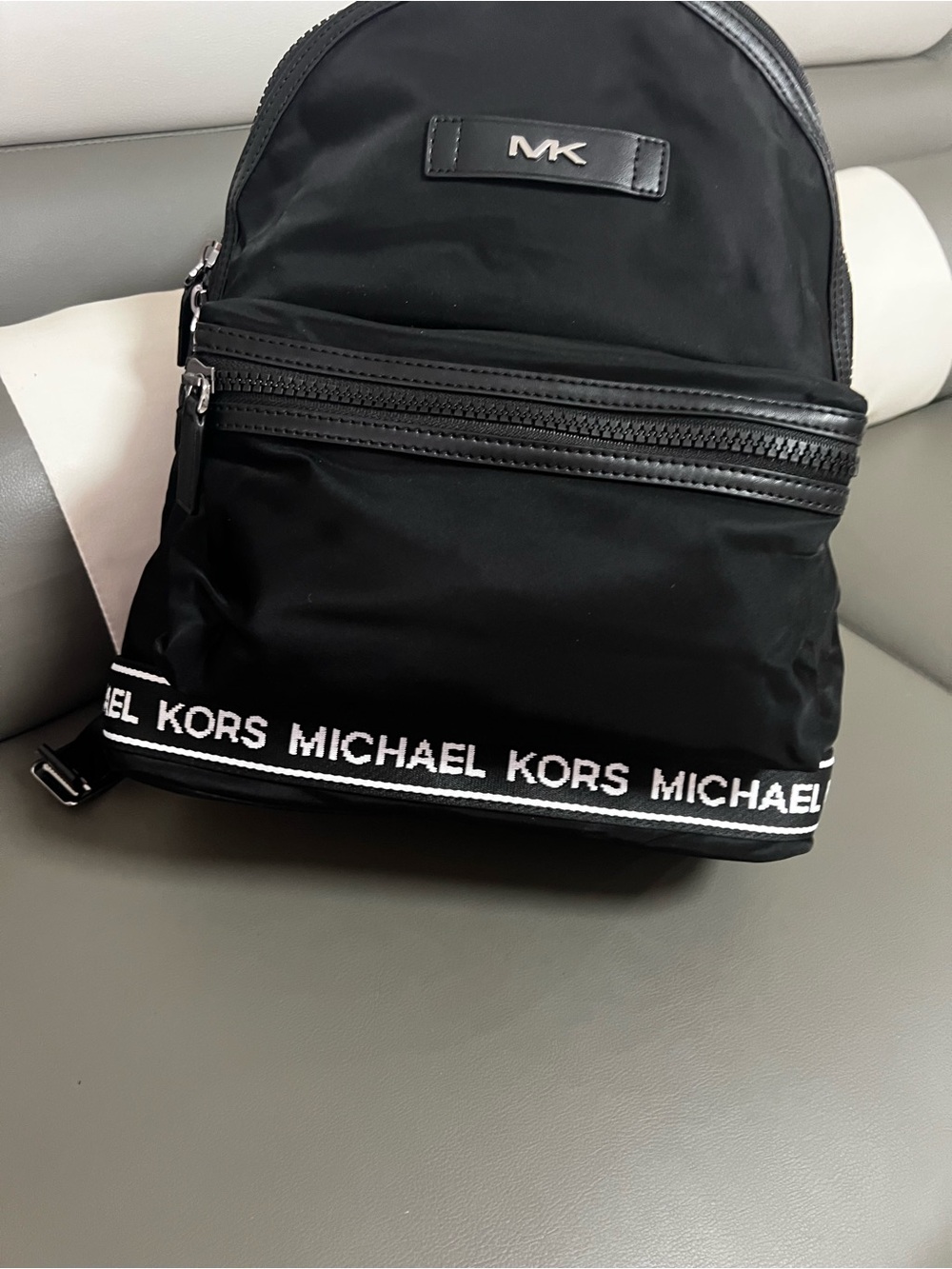 Michael Kors Black Nylon Backpack with Logo Trim